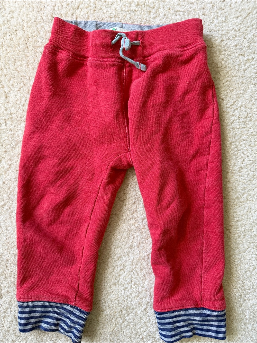 Baby Boden Red Star Jogger Pants with Striped Cuffs